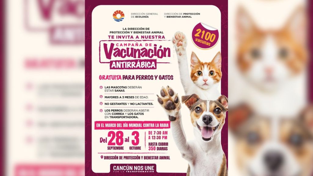 Campaña de Vacunación Antirrábica en Cancún fechas y requisitos
