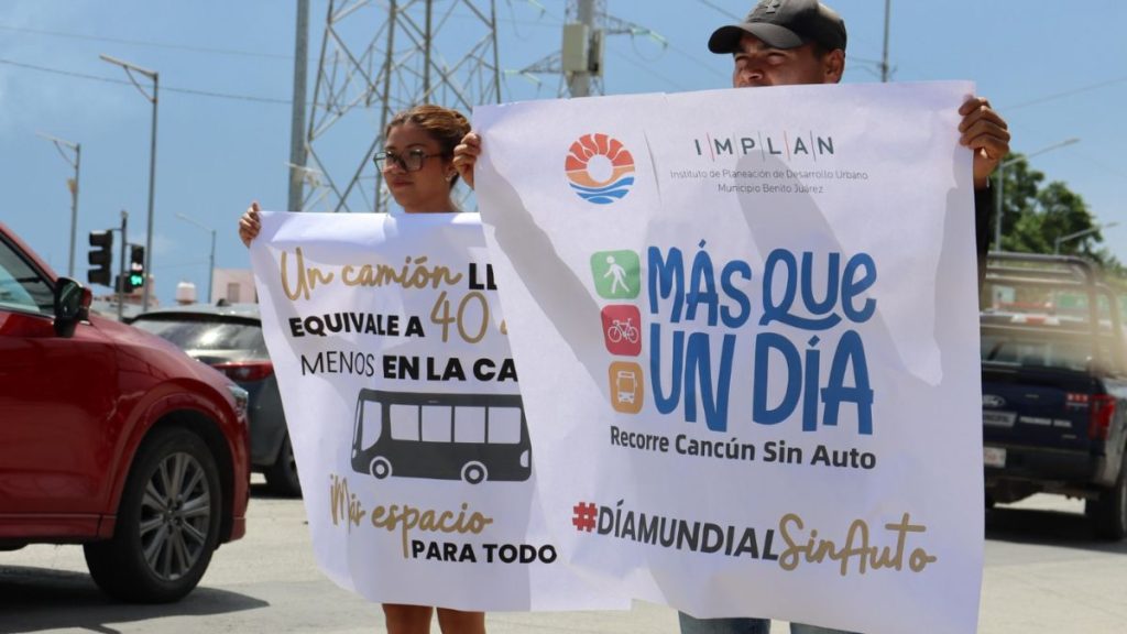 Impulsan en Cancún movilidad sustentable con intervención urbana en Día Mundial Sin Auto